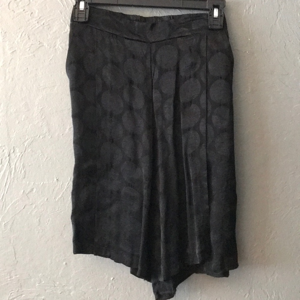 Black Silk Shorts with Pleated & Dot Detail